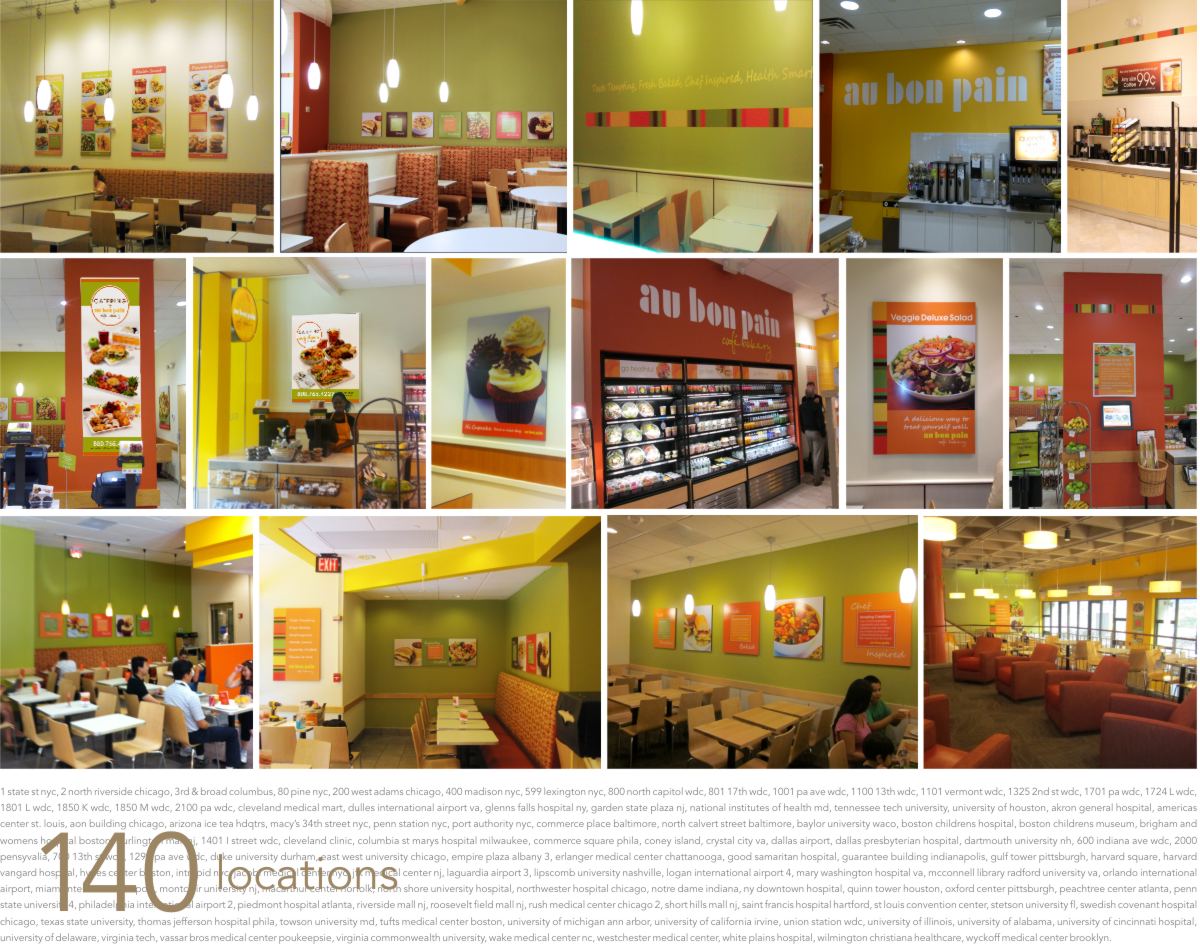 Collection of photos showing modular food photo and brand text system prototypical of the list of 140 fast casual dining restaurant locations by Mark Ksiazewski at Centre Street Creative